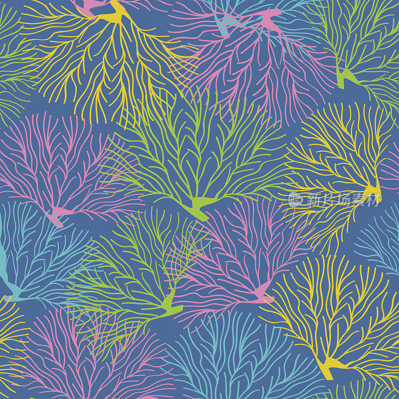 seamless pattern with seaweed